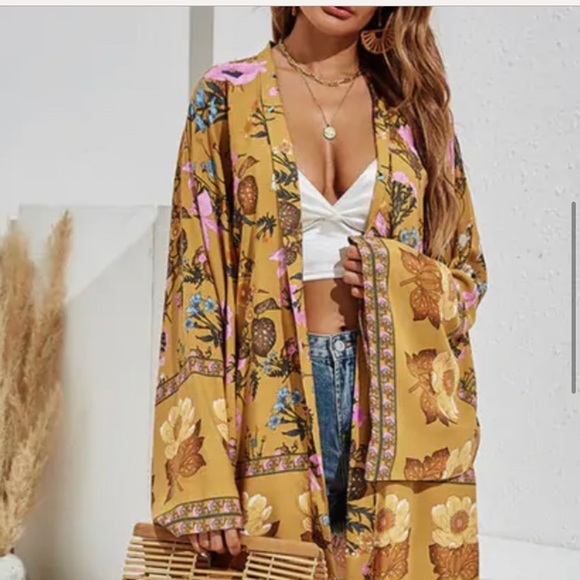 Last 1 New Bohemian Kimono Cardigan Wrap Jacket - Picture 10 of 17